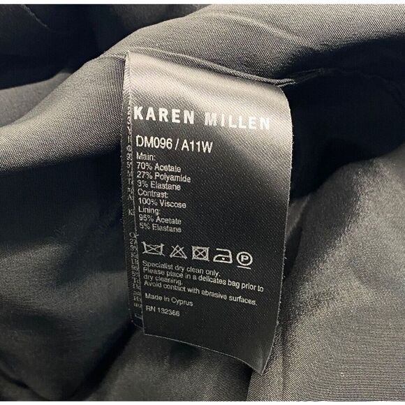 Karen Millen Sheath Dress Knee Length Navy Black Abstract Cocktail Size US 8 - Picture 12 of 13